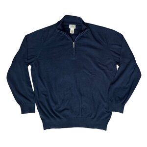 L.L. Bean Cashmere Blend Navy Blue 1/4 Zip Pullover Sweater XL ItemID 275298